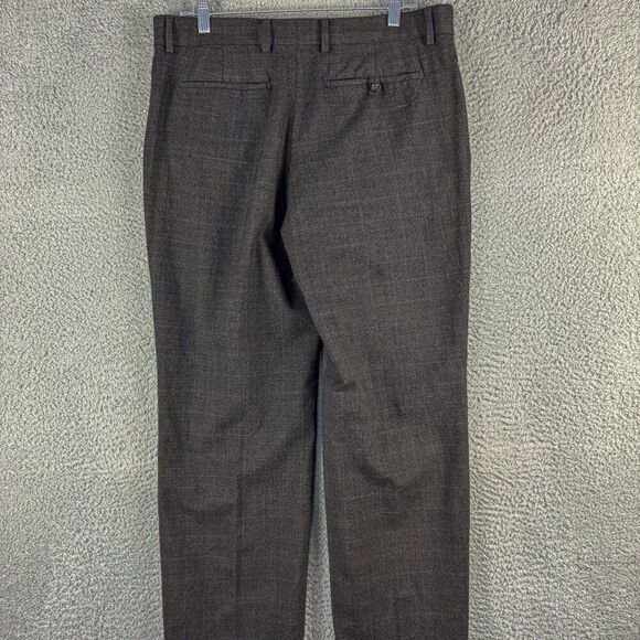 Banana Republic Dress Pants Men 34 Gray Windowpane Wool Slacks Office Work 34x31 - Picture 5 of 16